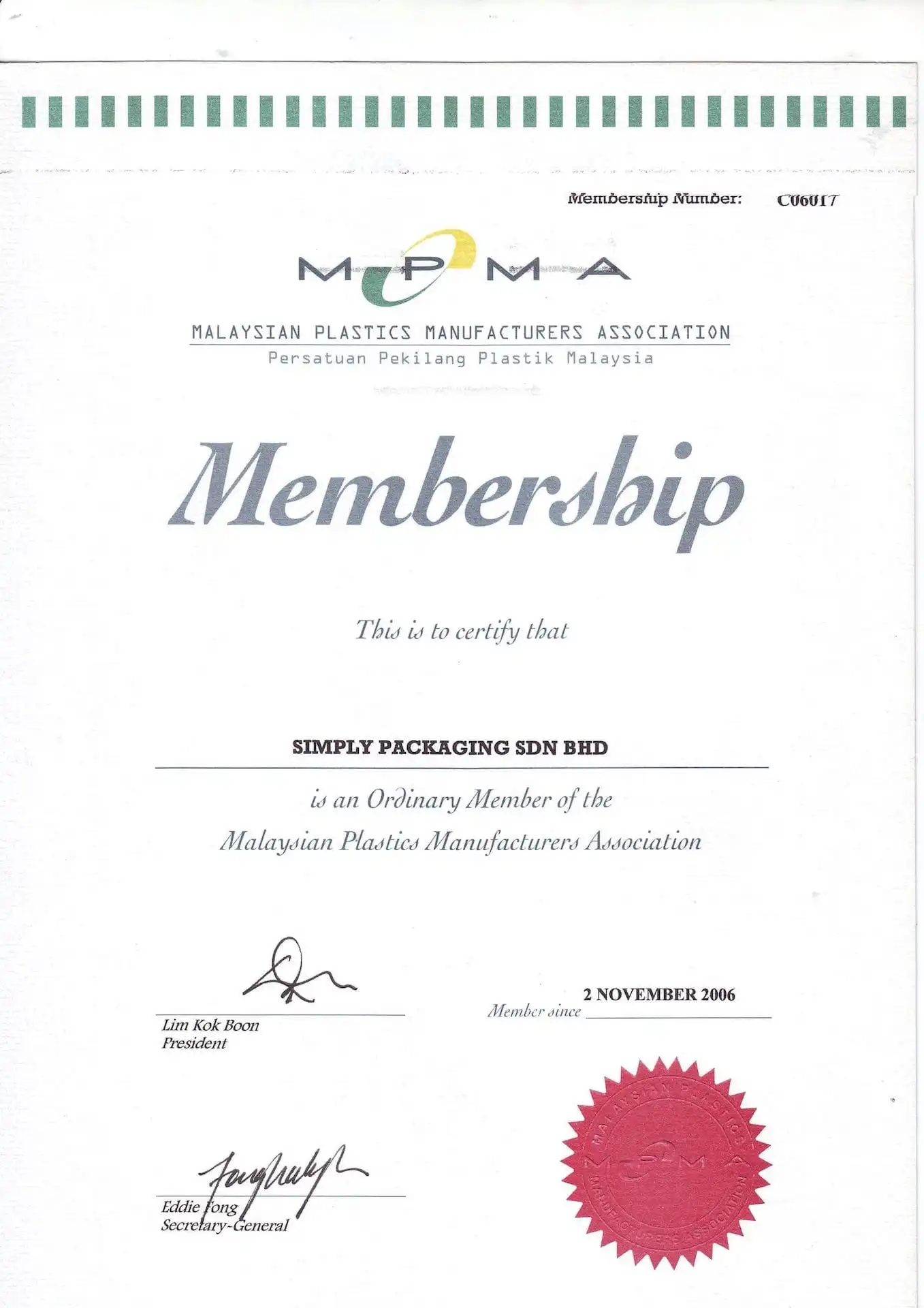 MPMA-certificate